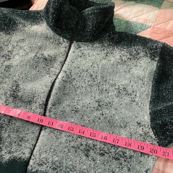 Vintage Ocean East Lighthouse Fleece Cardigan Womens S Green 90s Granny AOP - Picture 6 of 8